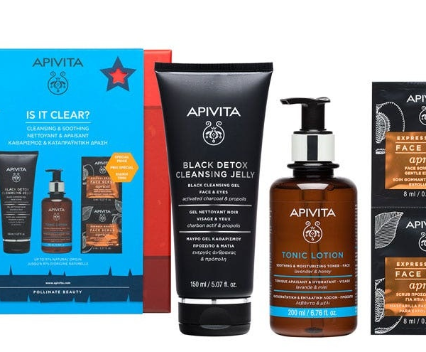 Apivita Limpiador Facial 150 ml + Tónico 200 ml + Mascarilla Exfoliante 2 uds