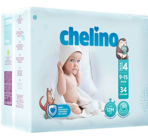 Chelino Pañales Talla 4  9-15 KG 2x34 uds