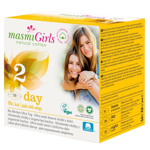Masmi Compresas Ultrafinas Día con Alas Girls Talla 2 10 Uds