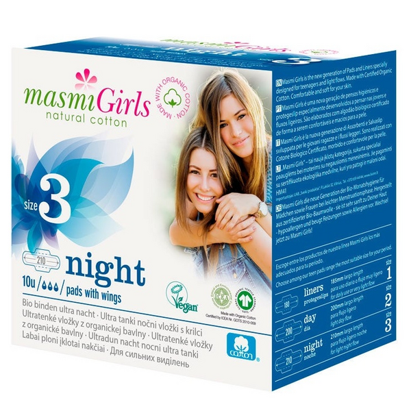 Masmi Compresas Ultrafinas Noche con Alas Girls Talla 3 10 Uds