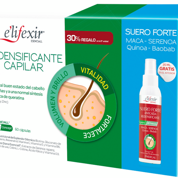 Elifexir Esencial Redensificante Capilar 2x30 Cápsulas + Suero Forte Anticaída 35 ml