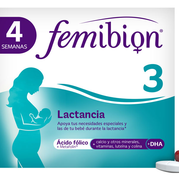 Femibion 3 Lactancia Embarazo con Ácido Fólico y Vitaminas 28 Cápsulas + 28 Comprimidos