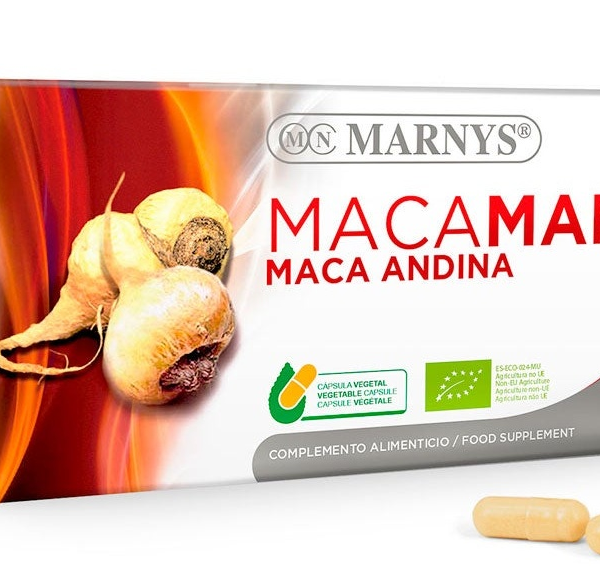 Marnys Macamar Maca Andina Roja y Negra BIO 60 Cápsulas Vegetales