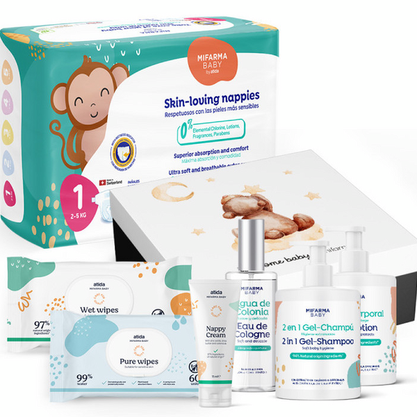 Mifarma Baby Canastilla de Regalo Bebé + Pañales Talla 1 27 uds