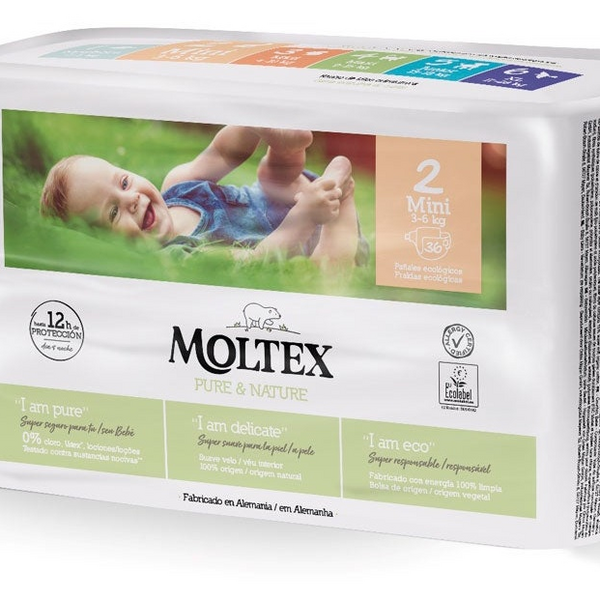 Moltex Pure&Nature Pañales Talla 2 Mini 3-6Kg 36 uds
