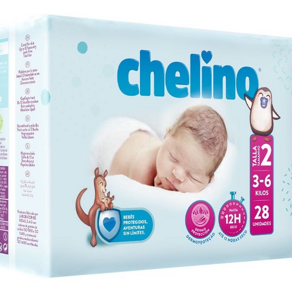 Chelino Pañales Talla 2 3-6 KG 28 uds