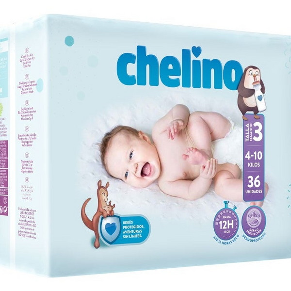 Chelino Pañales Talla 3 4-10 KG 36 uds