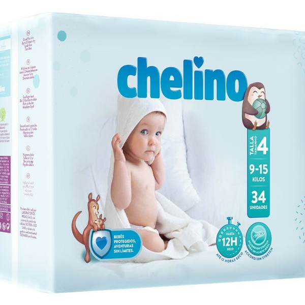 Chelino Pañales Talla 4 9-15 KG 34 uds