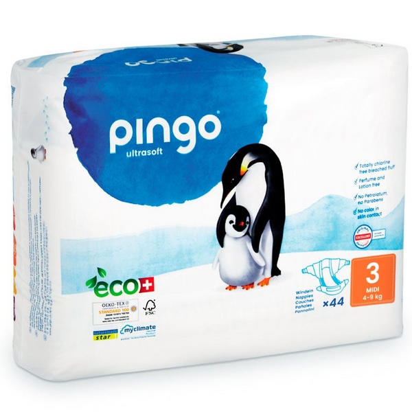 Pingo Pañales Ecológicos Midi T3 (4-7 kg) 44 uds
