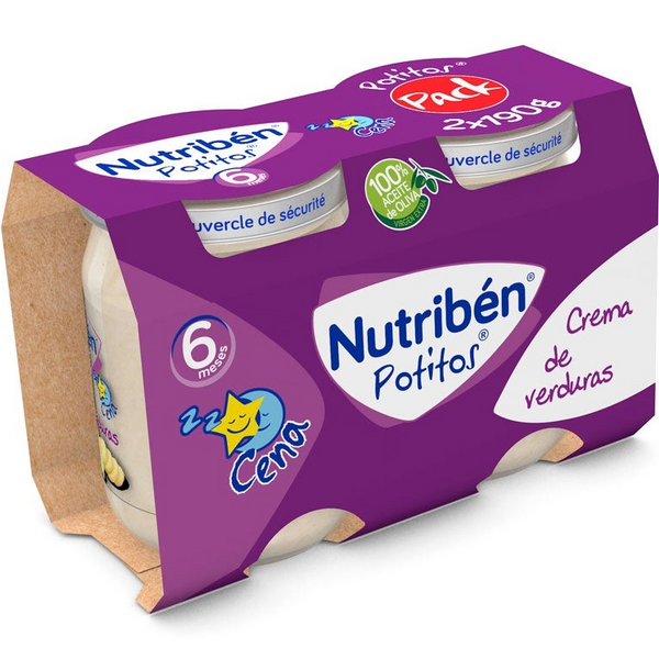 Nutribén Potito Cena Crema de Verduras 2 Uds x 190 gr