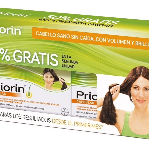 Priorin Anticaída y Salud Capilar con Biotina 2x60 Cápsulas (2ª ud 30% GRATIS)